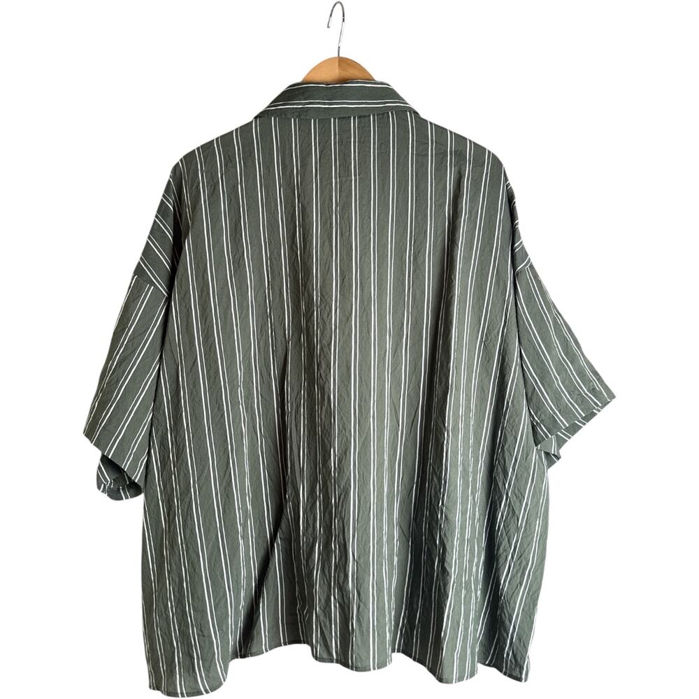 Anthropologie Dylan Green White Stripe Short Sleeve Popover Blouse Large NWT - Picture 7 of 9